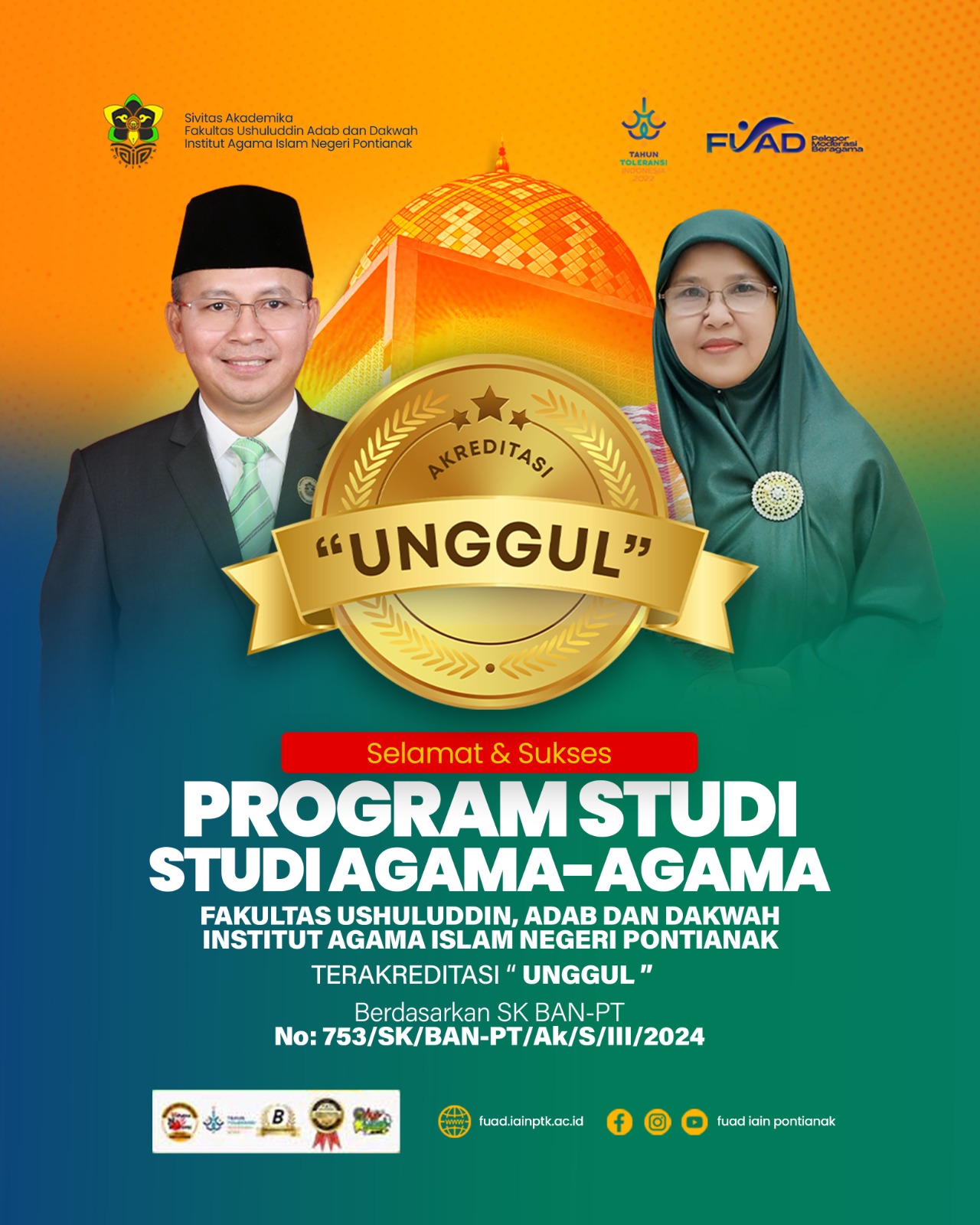 Program Studi Agama-Agama (SAA) FUAD IAIN Pontianak Raih Akreditasi Unggu